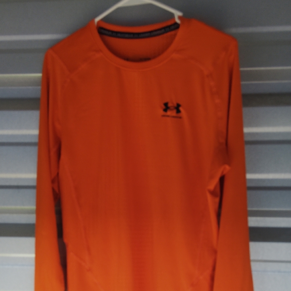 Under Armour Orange Long Sleeve Shirt Men's Sz: XL Heat gear
